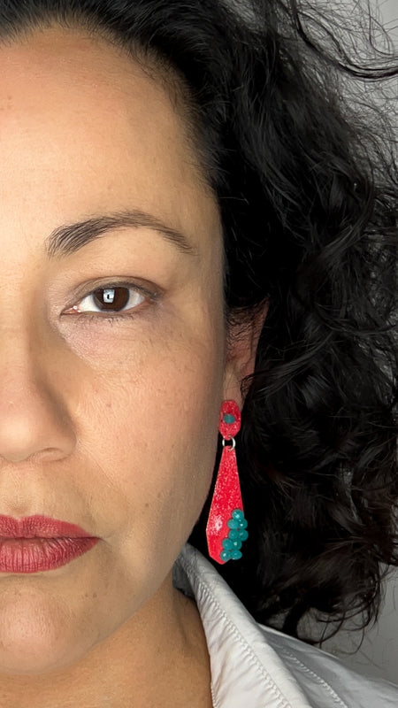 earrings red jade