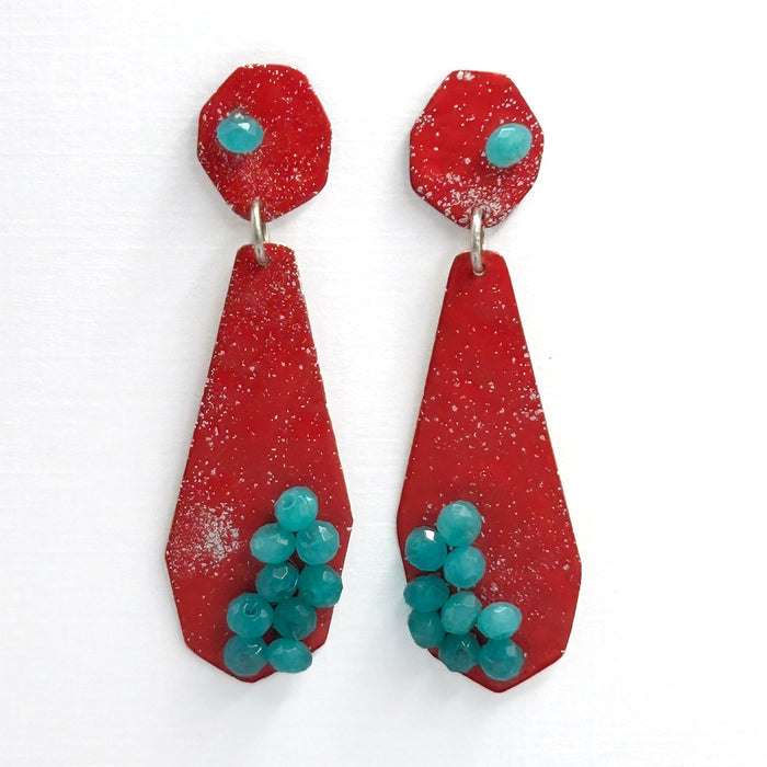 earrings red blue enamelend