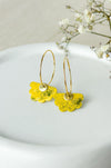 Ohrringe Margeritas "Mini" yellow
Florale Creolen, leichte Emaille Blumen mehrere Farben erhältlich,  vergoldete Creolen, 18k